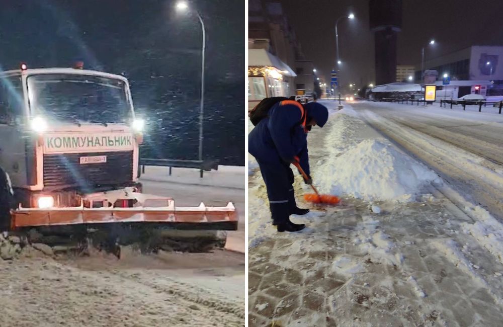Коммунальщики убирают снег в Бресте.